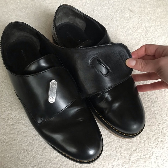 ALEXANDER WANG “Dillon” Twist Lock Leather Platform Creeper Black Gloss Leather - Picture 10 of 14